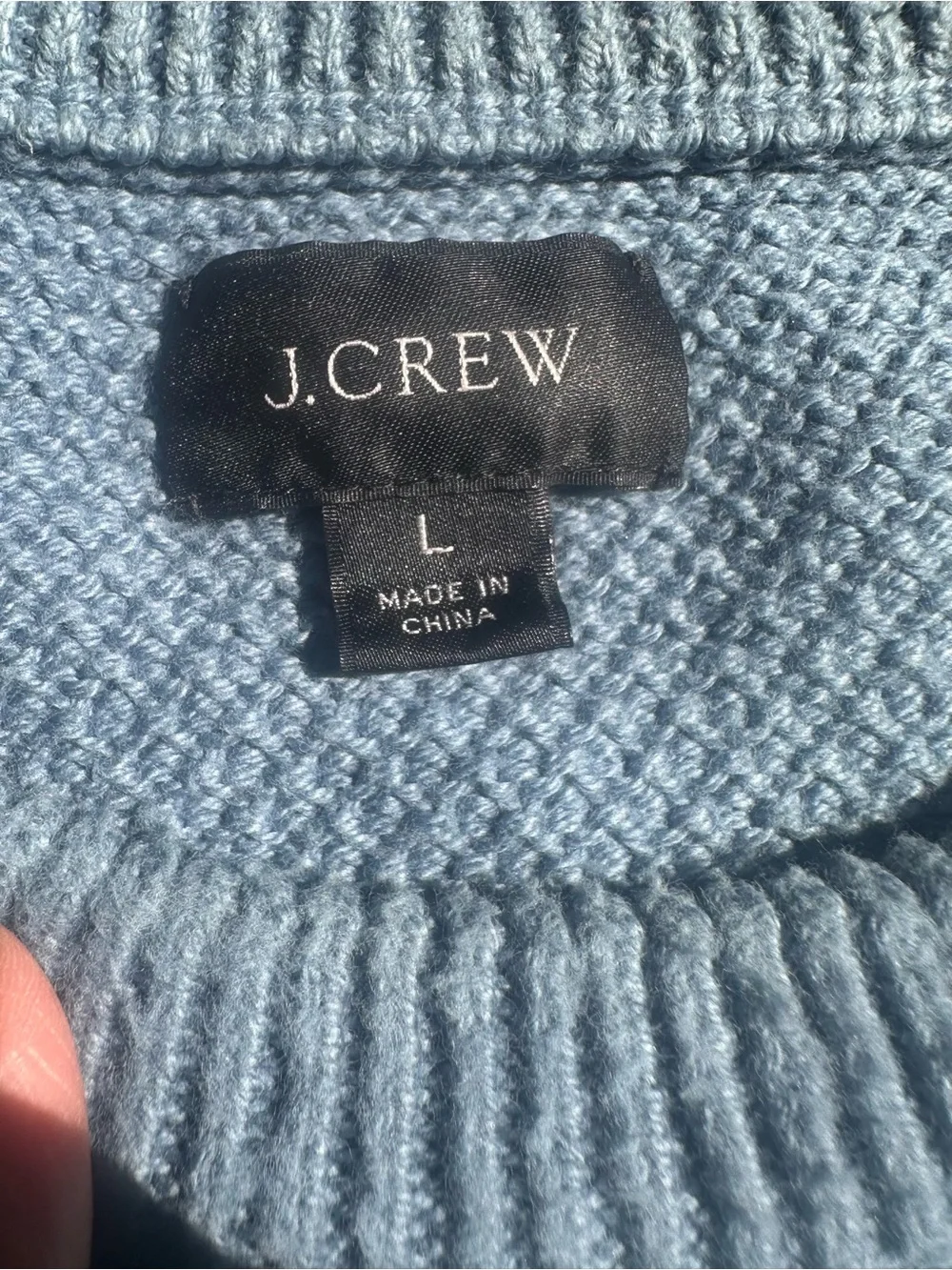 J.Crew Men's Large Cotton Crewneck Sweater Blue Moss Stitch Pullover H6141